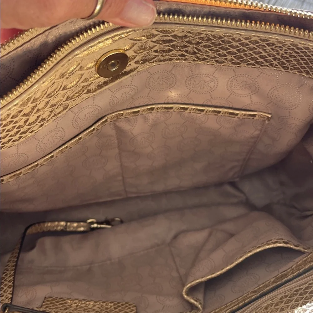 Michael Kors Gold Satchel with Signature Charm